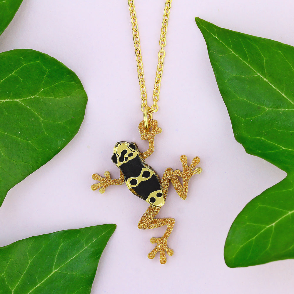 14k Yellow Gold and Enamel 2D Green Eyed Polished Frog Pendant - The Black  Bow Jewelry Company
